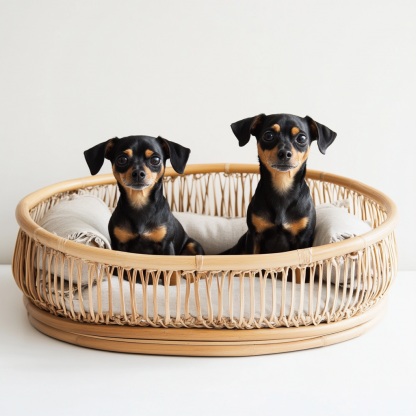 Pet bed, wicker dog bed, cat bed, American-style retro solid wood animal house furniture, Teddy Bichon Frise dog mattress - Image 4