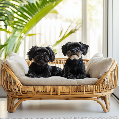 Pet bed, wicker dog bed, cat bed, American-style retro solid wood animal house furniture, Teddy Bichon Frise dog mattress - Image 9
