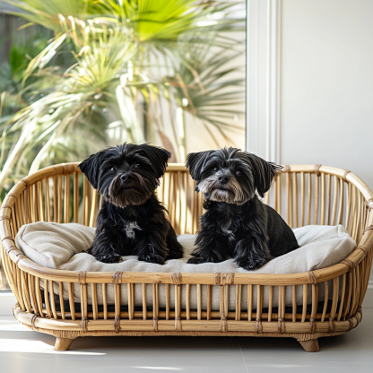 Pet bed, wicker dog bed, cat bed, American-style retro solid wood animal house furniture, Teddy Bichon Frise dog mattress - Image 8