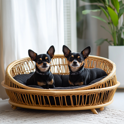 Pet bed, wicker dog bed, cat bed, American-style retro solid wood animal house furniture, Teddy Bichon Frise dog mattress - Image 9