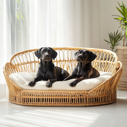 Pet bed, wicker dog bed, cat bed, American-style retro solid wood animal house furniture, Teddy Bichon Frise dog mattress - Image 9