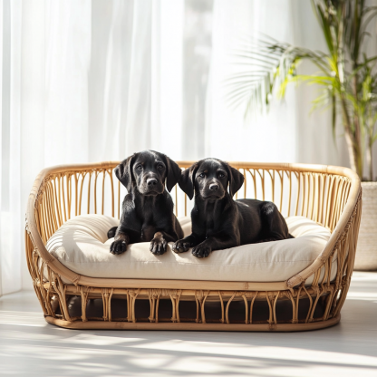Pet bed, wicker dog bed, cat bed, American-style retro solid wood animal house furniture, Teddy Bichon Frise dog mattress - Image 8