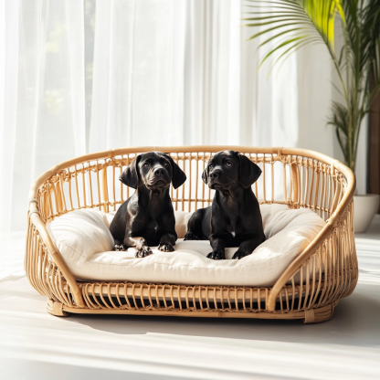 Pet bed, wicker dog bed, cat bed, American-style retro solid wood animal house furniture, Teddy Bichon Frise dog mattress - Image 7