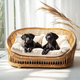 Pet bed, wicker dog bed, cat bed, American-style retro solid wood animal house furniture, Teddy Bichon Frise dog mattress
