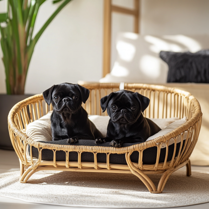 Pet bed, wicker dog bed, cat bed, American-style retro solid wood animal house furniture, Teddy Bichon Frise dog mattress - Image 3