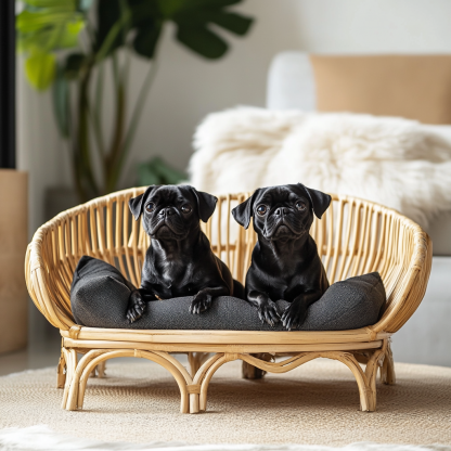 Pet bed, wicker dog bed, cat bed, American-style retro solid wood animal house furniture, Teddy Bichon Frise dog mattress - Image 2