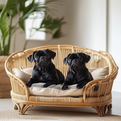Pet bed, wicker dog bed, cat bed, American-style retro solid wood animal house furniture, Teddy Bichon Frise dog mattress - Image 5