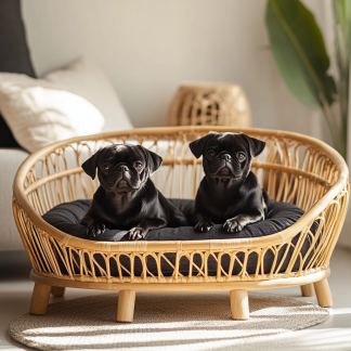 Pet bed, wicker dog bed, cat bed, American-style retro solid wood animal house furniture, Teddy Bichon Frise dog mattress