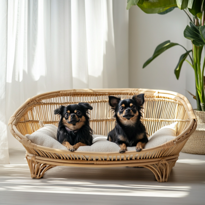 Pet bed, wicker dog bed, cat bed, American-style retro solid wood animal house furniture, Teddy Bichon Frise dog mattress - Image 5