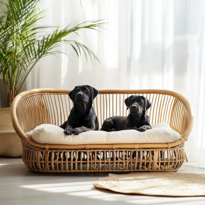 Pet bed, wicker dog bed, cat bed, American-style retro solid wood animal house furniture, Teddy Bichon Frise dog mattress - Image 5