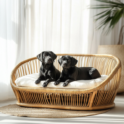 Pet bed, wicker dog bed, cat bed, American-style retro solid wood animal house furniture, Teddy Bichon Frise dog mattress - Image 8
