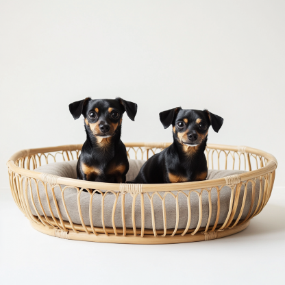 Pet bed, wicker dog bed, cat bed, American-style retro solid wood animal house furniture, Teddy Bichon Frise dog mattress - Image 5