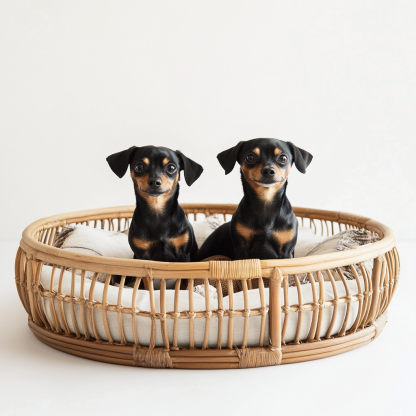 Pet bed, wicker dog bed, cat bed, American-style retro solid wood animal house furniture, Teddy Bichon Frise dog mattress