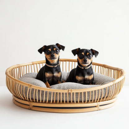 Pet bed, wicker dog bed, cat bed, American-style retro solid wood animal house furniture, Teddy Bichon Frise dog mattress - Image 4