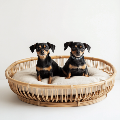 Pet bed, wicker dog bed, cat bed, American-style retro solid wood animal house furniture, Teddy Bichon Frise dog mattress - Image 4
