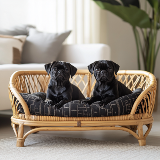 Pet bed, wicker dog bed, cat bed, American-style retro solid wood animal house furniture, Teddy Bichon Frise dog mattress
