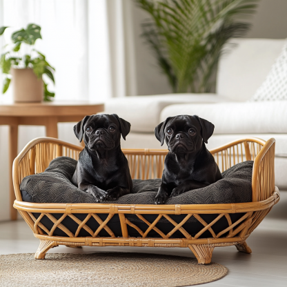 Pet bed, wicker dog bed, cat bed, American-style retro solid wood animal house furniture, Teddy Bichon Frise dog mattress - Image 4