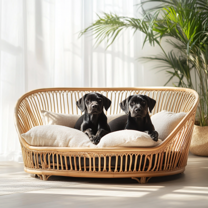 Pet bed, wicker dog bed, cat bed, American-style retro solid wood animal house furniture, Teddy Bichon Frise dog mattress - Image 9