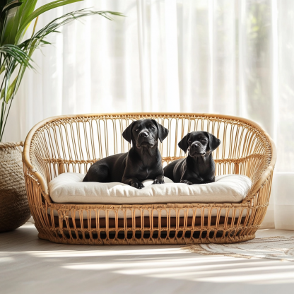 Pet bed, wicker dog bed, cat bed, American-style retro solid wood animal house furniture, Teddy Bichon Frise dog mattress - Image 8