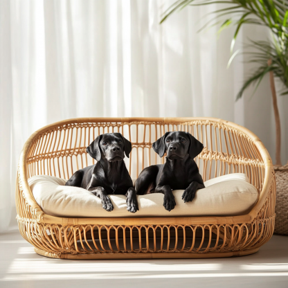 Pet bed, wicker dog bed, cat bed, American-style retro solid wood animal house furniture, Teddy Bichon Frise dog mattress