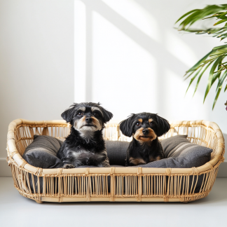Pet bed, wicker dog bed, cat bed, American-style retro solid wood animal house furniture, Teddy Bichon Frise dog mattress