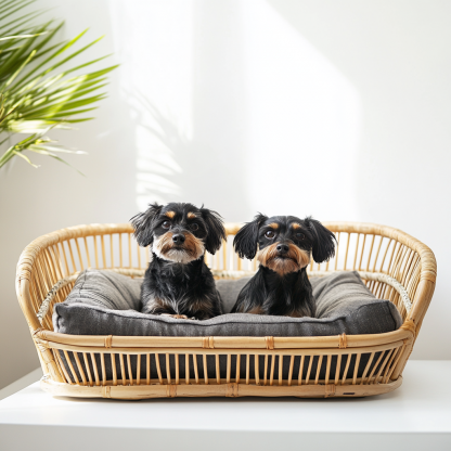 Pet bed, wicker dog bed, cat bed, American-style retro solid wood animal house furniture, Teddy Bichon Frise dog mattress - Image 5