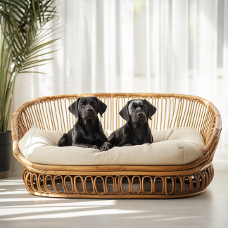 Pet bed, wicker dog bed, cat bed, American-style retro solid wood animal house furniture, Teddy Bichon Frise dog mattress