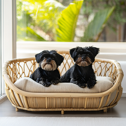 Pet bed, wicker dog bed, cat bed, American-style retro solid wood animal house furniture, Teddy Bichon Frise dog mattress - Image 9