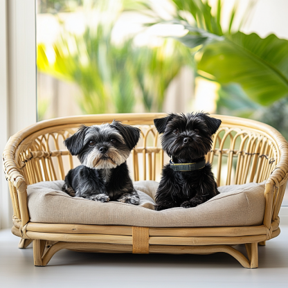 Pet bed, wicker dog bed, cat bed, American-style retro solid wood animal house furniture, Teddy Bichon Frise dog mattress - Image 7