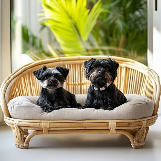 Pet bed, wicker dog bed, cat bed, American-style retro solid wood animal house furniture, Teddy Bichon Frise dog mattress