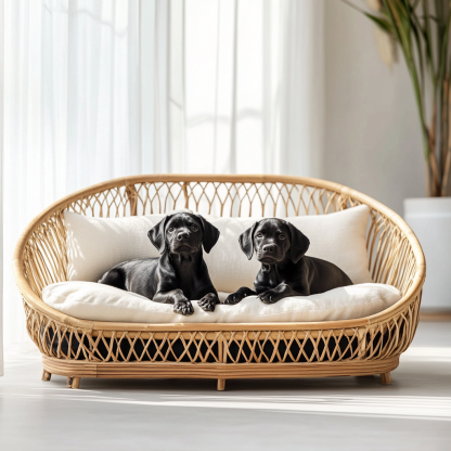 Pet bed, wicker dog bed, cat bed, American-style retro solid wood animal house furniture, Teddy Bichon Frise dog mattress - Image 8