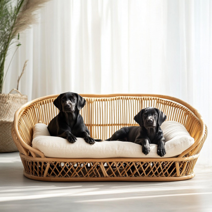 Pet bed, wicker dog bed, cat bed, American-style retro solid wood animal house furniture, Teddy Bichon Frise dog mattress - Image 7