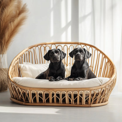 Pet bed, wicker dog bed, cat bed, American-style retro solid wood animal house furniture, Teddy Bichon Frise dog mattress - Image 3