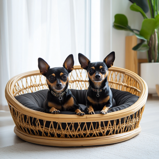 Pet bed, wicker dog bed, cat bed, American-style retro solid wood animal house furniture, Teddy Bichon Frise dog mattress