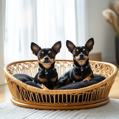 Pet bed, wicker dog bed, cat bed, American-style retro solid wood animal house furniture, Teddy Bichon Frise dog mattress - Image 4