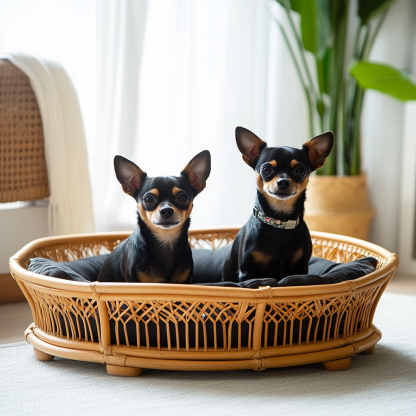 Pet bed, wicker dog bed, cat bed, American-style retro solid wood animal house furniture, Teddy Bichon Frise dog mattress - Image 3