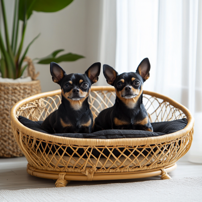 Pet bed, wicker dog bed, cat bed, American-style retro solid wood animal house furniture, Teddy Bichon Frise dog mattress - Image 9