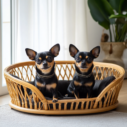 Pet bed, wicker dog bed, cat bed, American-style retro solid wood animal house furniture, Teddy Bichon Frise dog mattress - Image 8