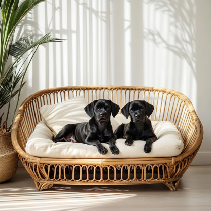 Pet bed, wicker dog bed, cat bed, American-style retro solid wood animal house furniture, Teddy Bichon Frise dog mattress - Image 8