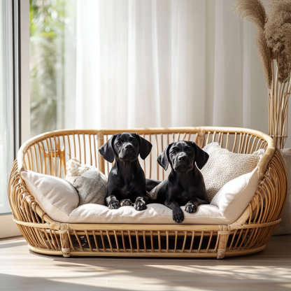 Pet bed, wicker dog bed, cat bed, American-style retro solid wood animal house furniture, Teddy Bichon Frise dog mattress - Image 6