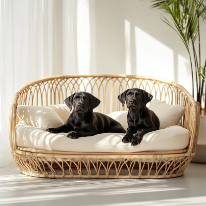 Pet bed, wicker dog bed, cat bed, American-style retro solid wood animal house furniture, Teddy Bichon Frise dog mattress - Image 5