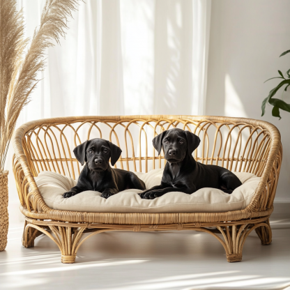 Pet bed, wicker dog bed, cat bed, American-style retro solid wood animal house furniture, Teddy Bichon Frise dog mattress - Image 4