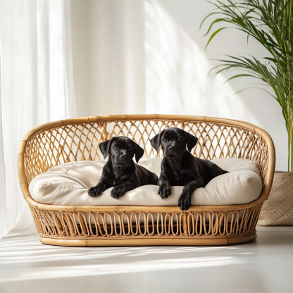 Pet bed, wicker dog bed, cat bed, American-style retro solid wood animal house furniture, Teddy Bichon Frise dog mattress - Image 3