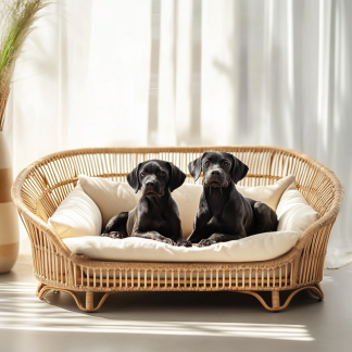 Pet bed, wicker dog bed, cat bed, American-style retro solid wood animal house furniture, Teddy Bichon Frise dog mattress