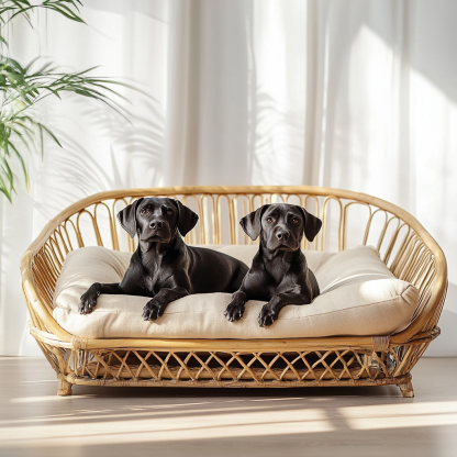 Pet bed, wicker dog bed, cat bed, American-style retro solid wood animal house furniture, Teddy Bichon Frise dog mattress - Image 4