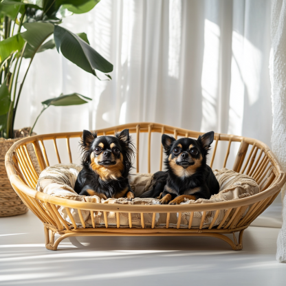 Pet bed, wicker dog bed, cat bed, American-style retro solid wood animal house furniture, Teddy Bichon Frise dog mattress - Image 9