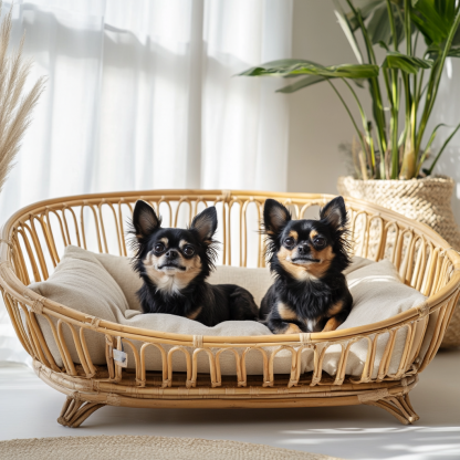 Pet bed, wicker dog bed, cat bed, American-style retro solid wood animal house furniture, Teddy Bichon Frise dog mattress - Image 8