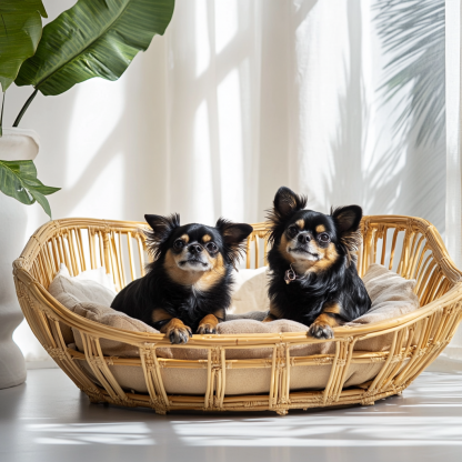 Pet bed, wicker dog bed, cat bed, American-style retro solid wood animal house furniture, Teddy Bichon Frise dog mattress - Image 7