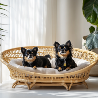 Pet bed, wicker dog bed, cat bed, American-style retro solid wood animal house furniture, Teddy Bichon Frise dog mattress