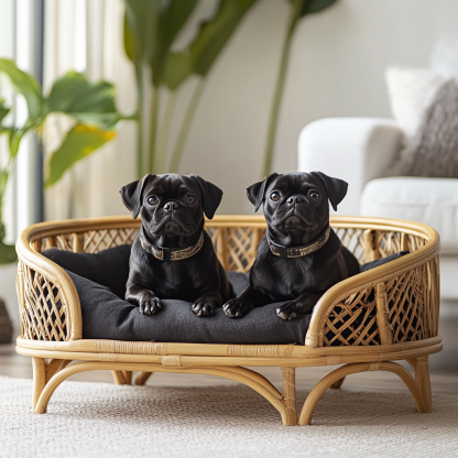 Pet bed, wicker dog bed, cat bed, American-style retro solid wood animal house furniture, Teddy Bichon Frise dog mattress - Image 9